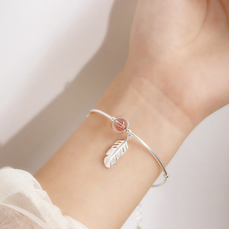 Strawberry Feather Pendant Bracelet